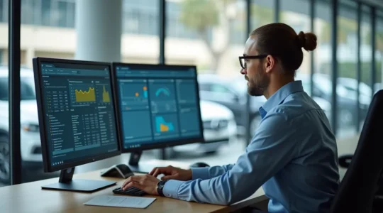 Editorial style photograph capturing the essence of car rental software boosting profitability with clean composition and cinematic lighting